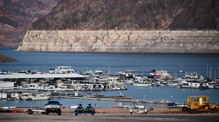 A view of a shrinking desert lake