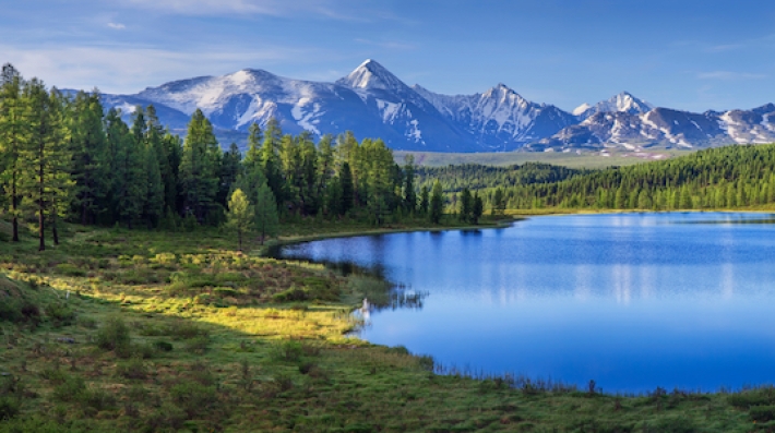 lake and mountains