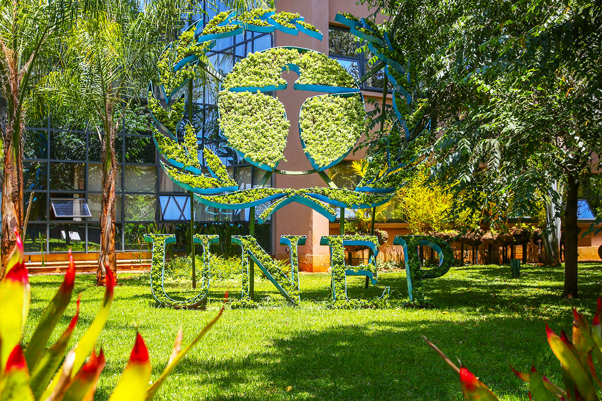 UNEP logo at United Nations Headquarters in Nairobi