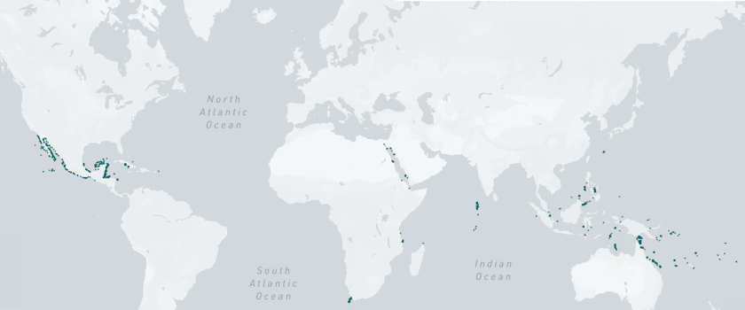 A map of coral reefs of the world 